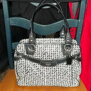 COACH Penelope Op Art Tan Black/White Leather Satchel Shoulder Bag Purse #13147